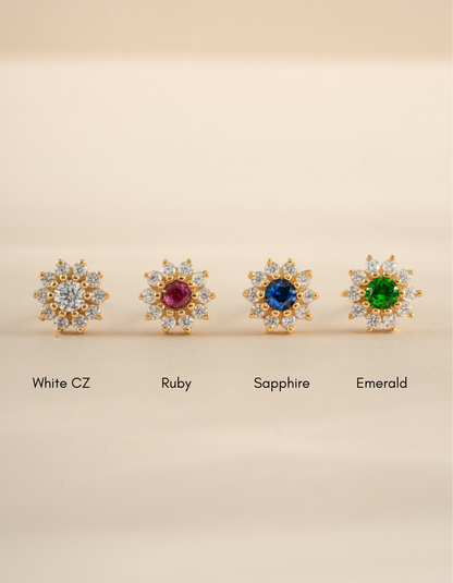 Sapphire Dainty Flower Studs
