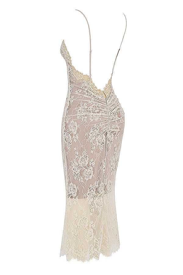 antique ivory lace midi dress