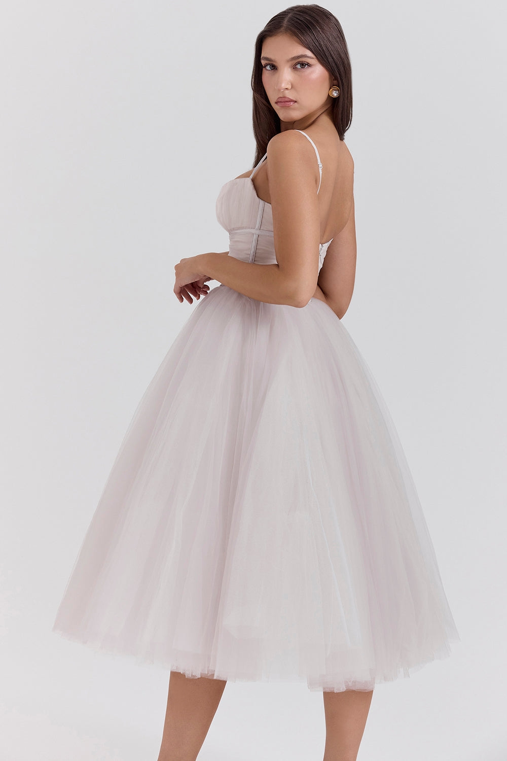 french dove tulle midi dress - sale