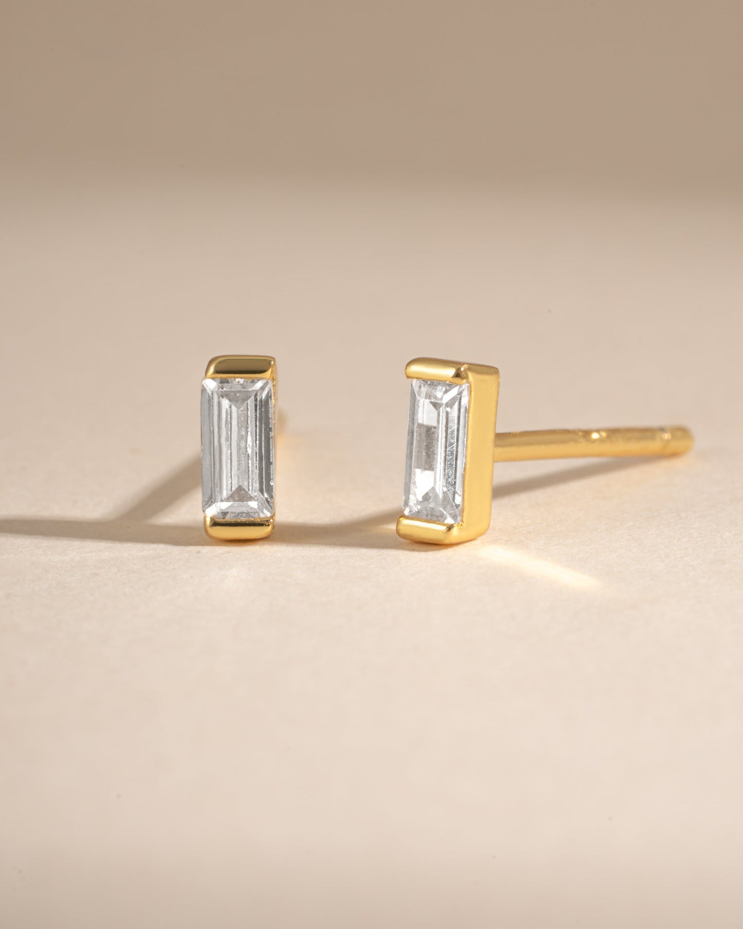 White CZ Baguette Stud Earrings