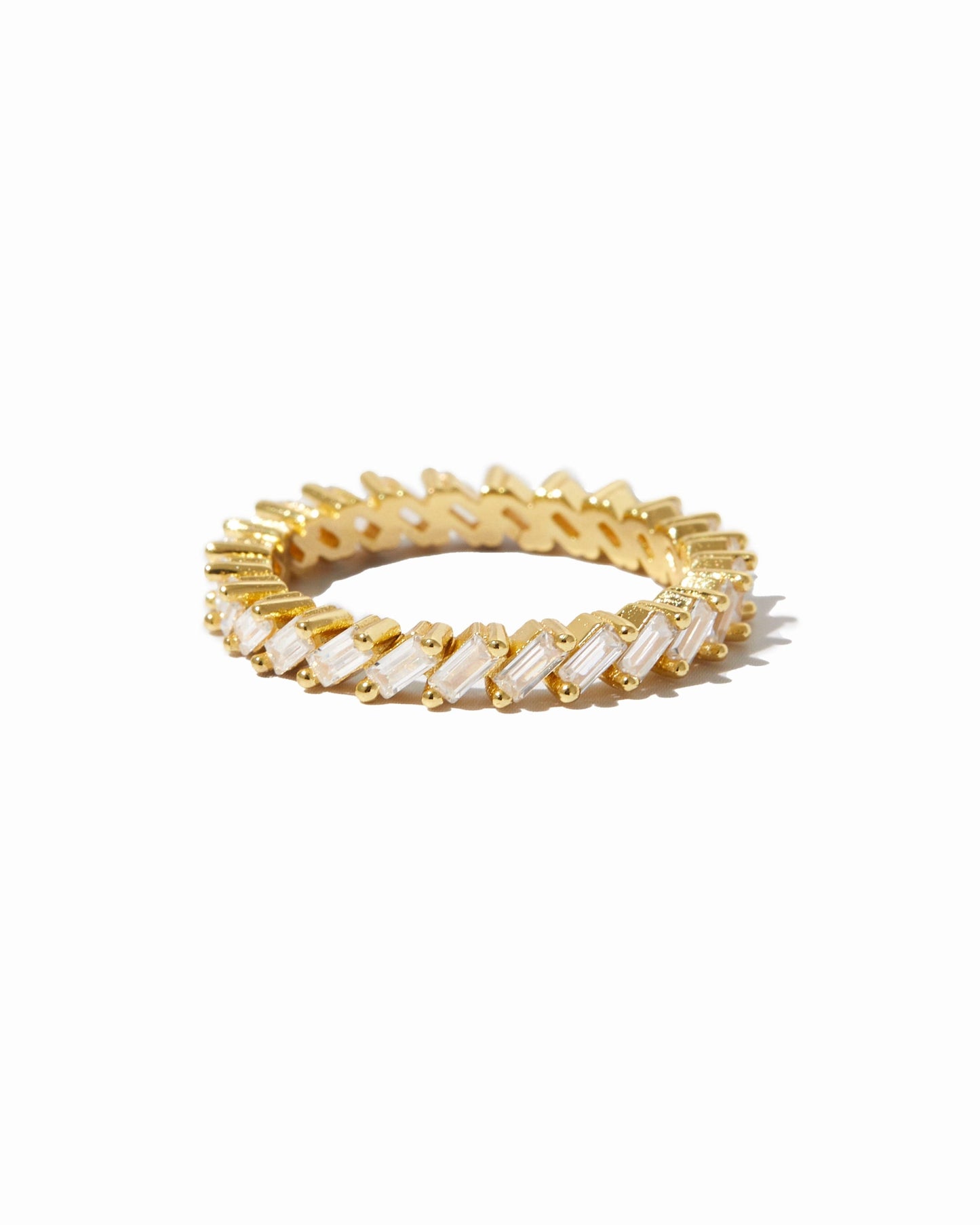 Slanted White CZ Baguette Ring