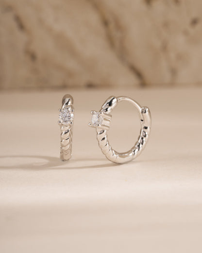 Diamond Spiral Huggie Hoops