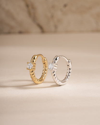 Diamond Spiral Huggie Hoops
