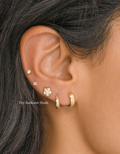 CZ Tiny Sunburst Studs