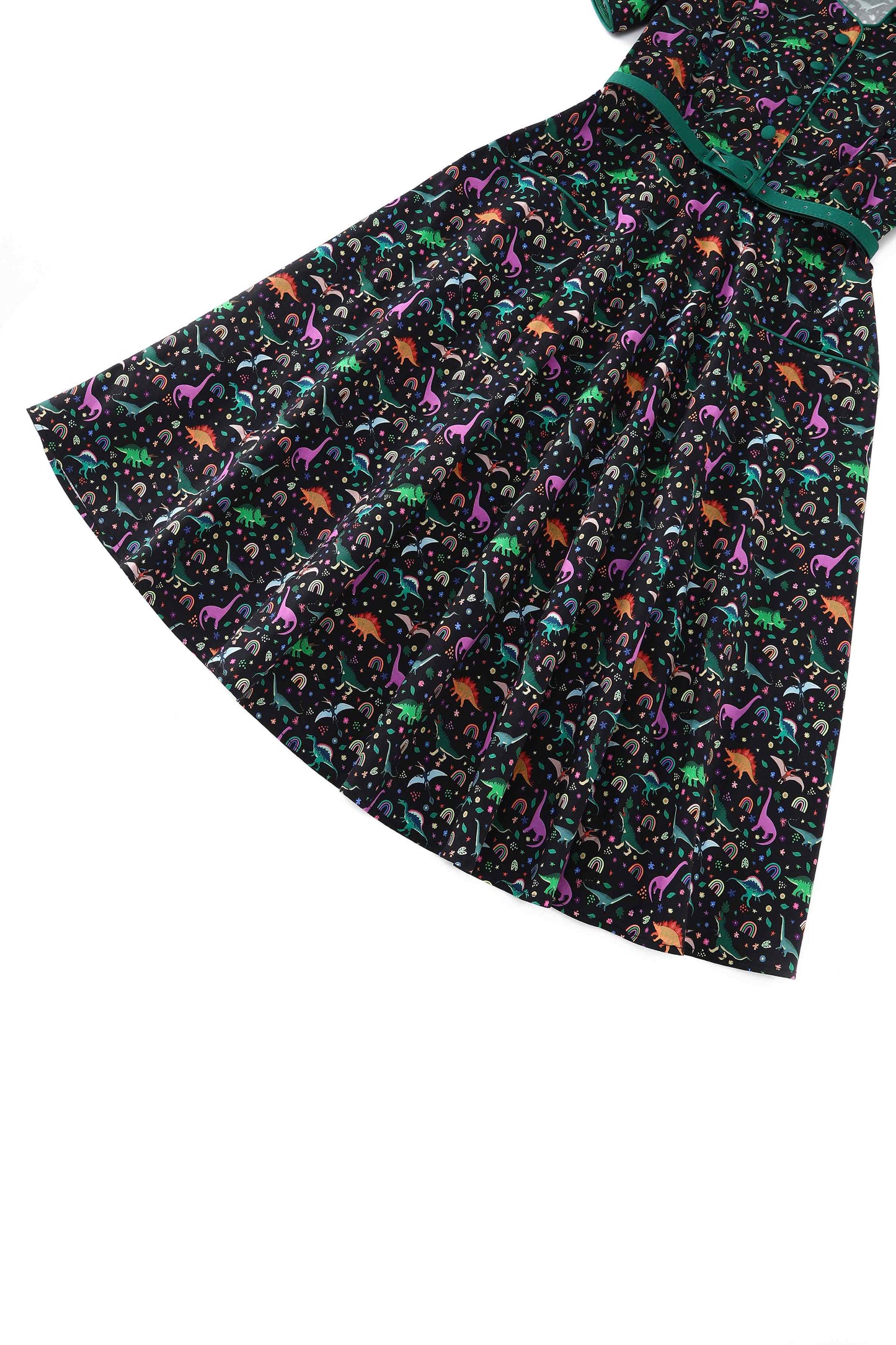 Mabel Dinosaur & Rainbow Midi Shirt Dress In Black