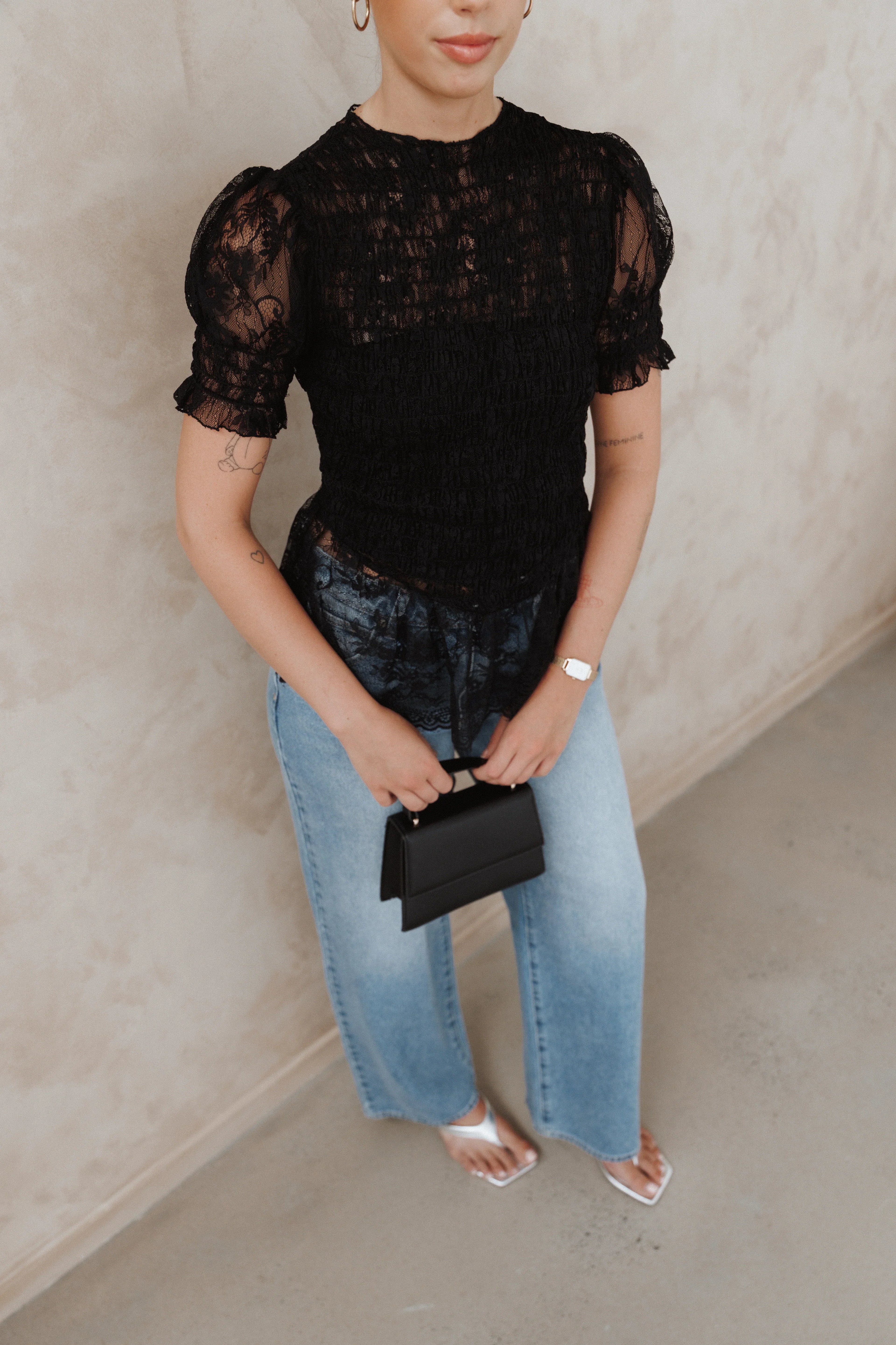 Adeline Peplum Top - Black