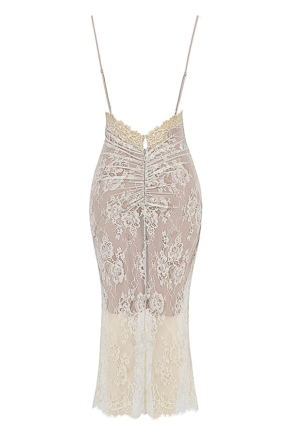 antique ivory lace midi dress