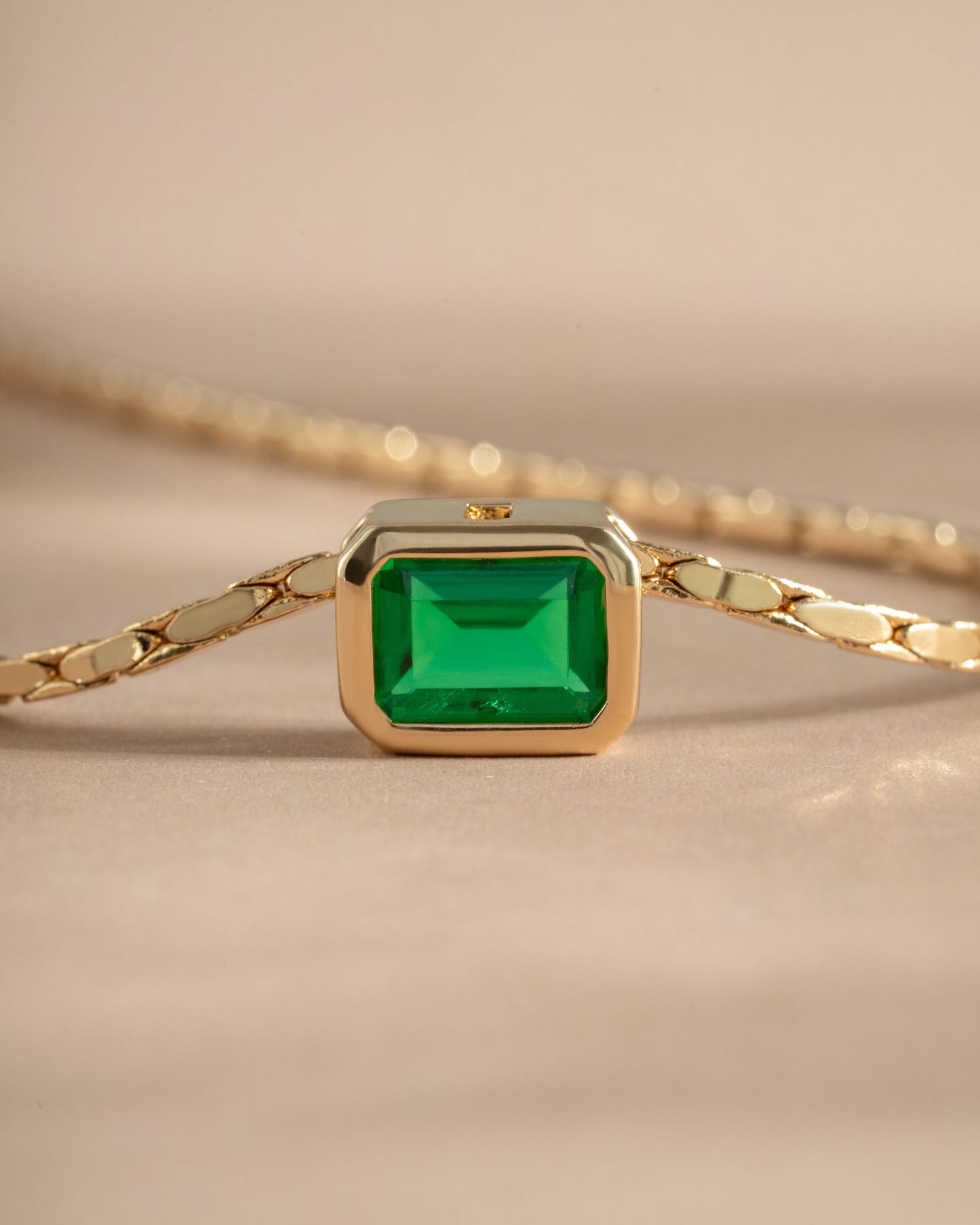 Emerald Baguette Bezel Statement Necklace