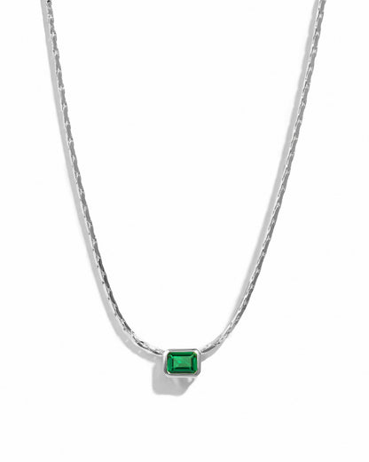 Emerald Baguette Bezel Statement Necklace