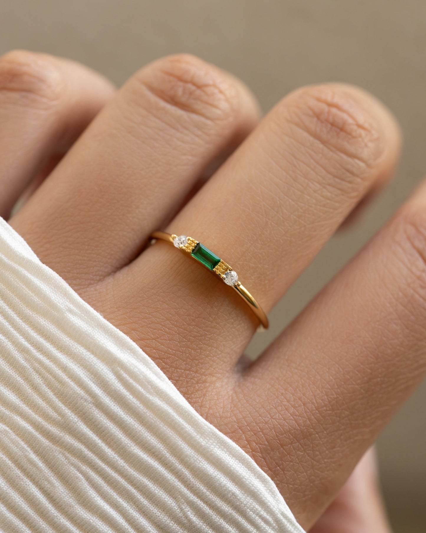 Emerald Baguette Ring