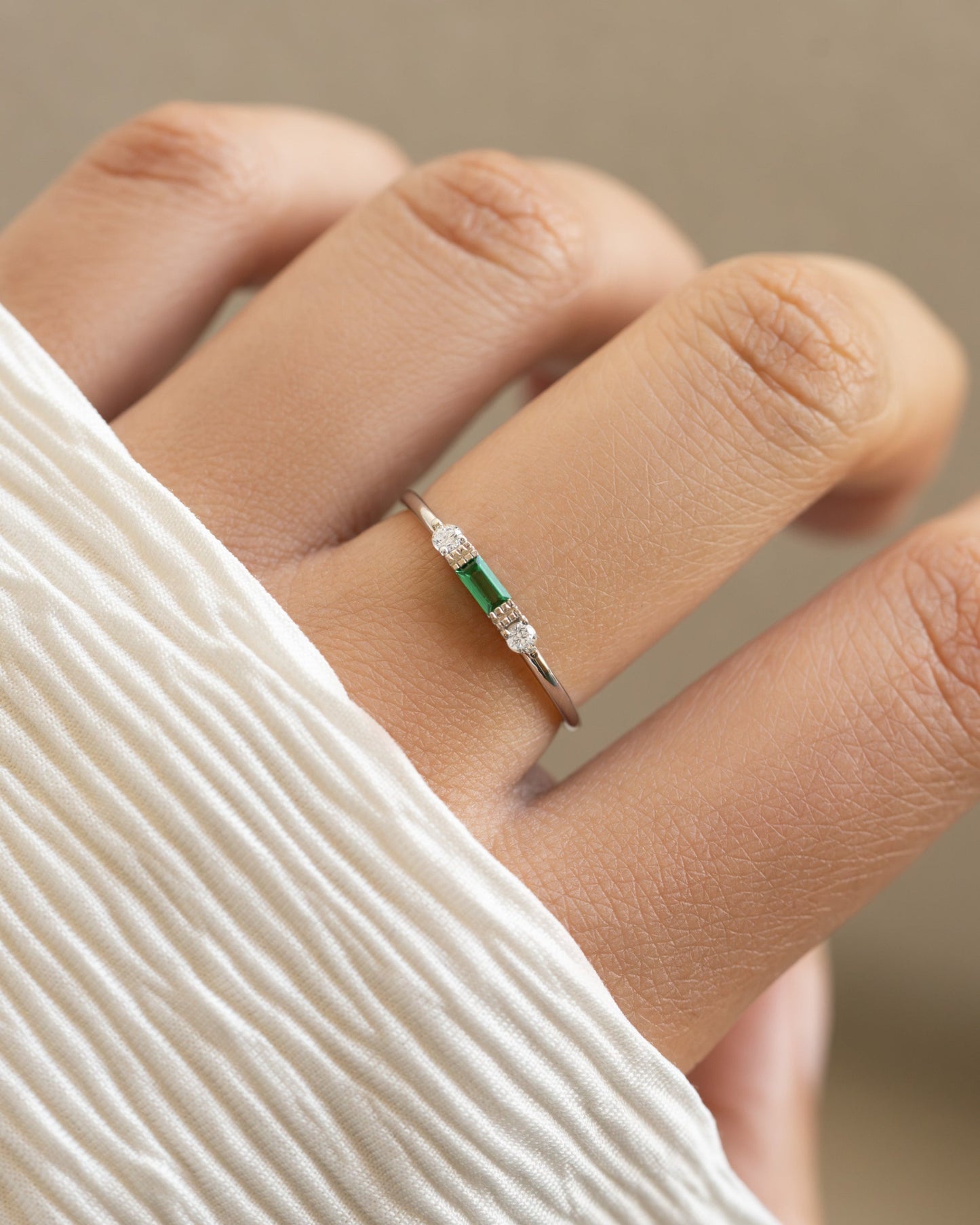 Emerald Baguette Ring