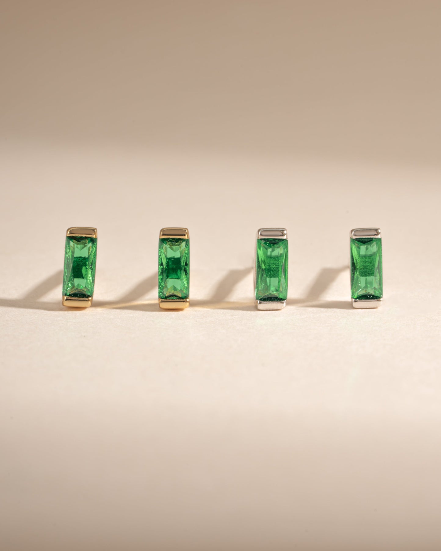 Emerald Baguette Stud Earrings