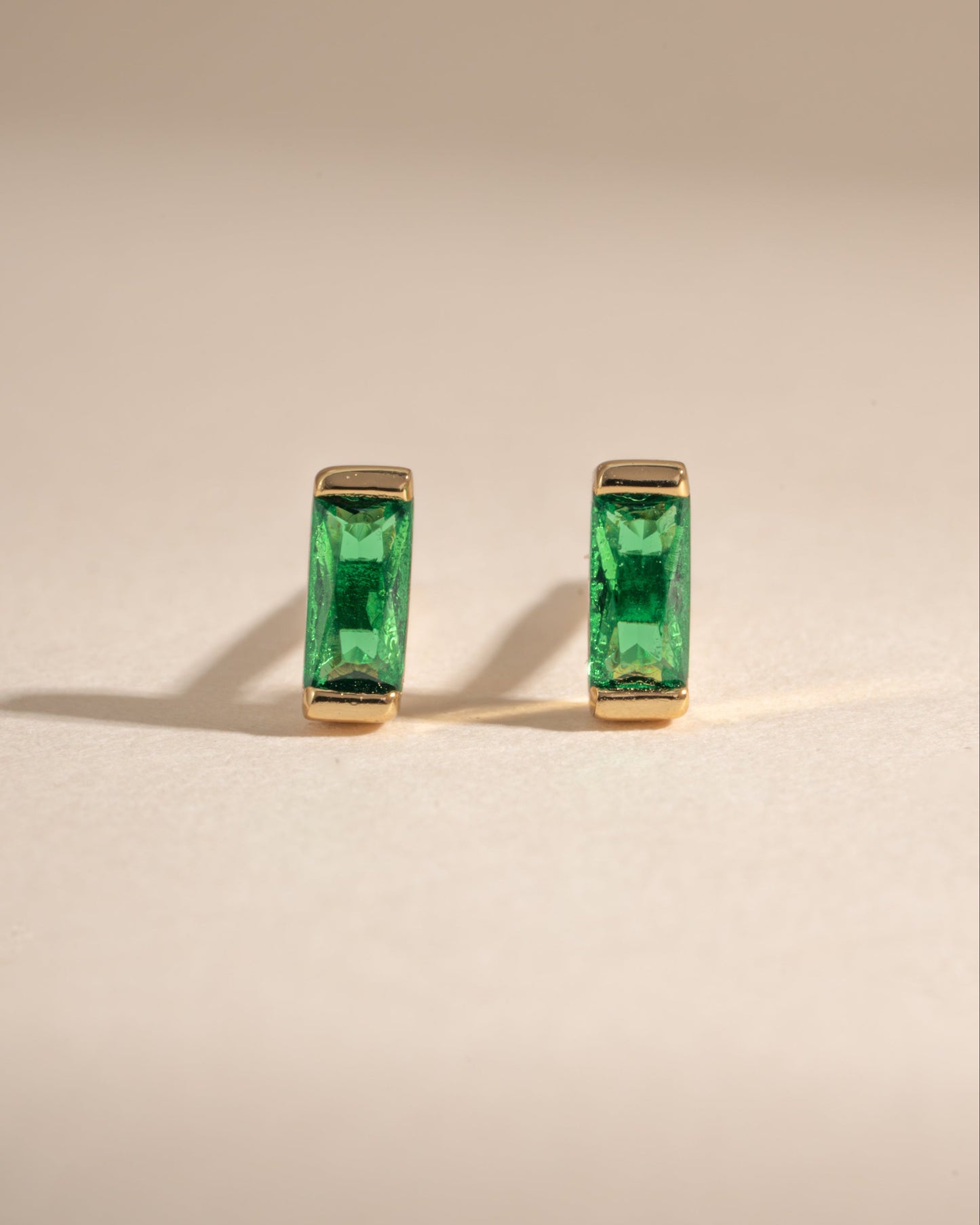 Emerald Baguette Stud Earrings