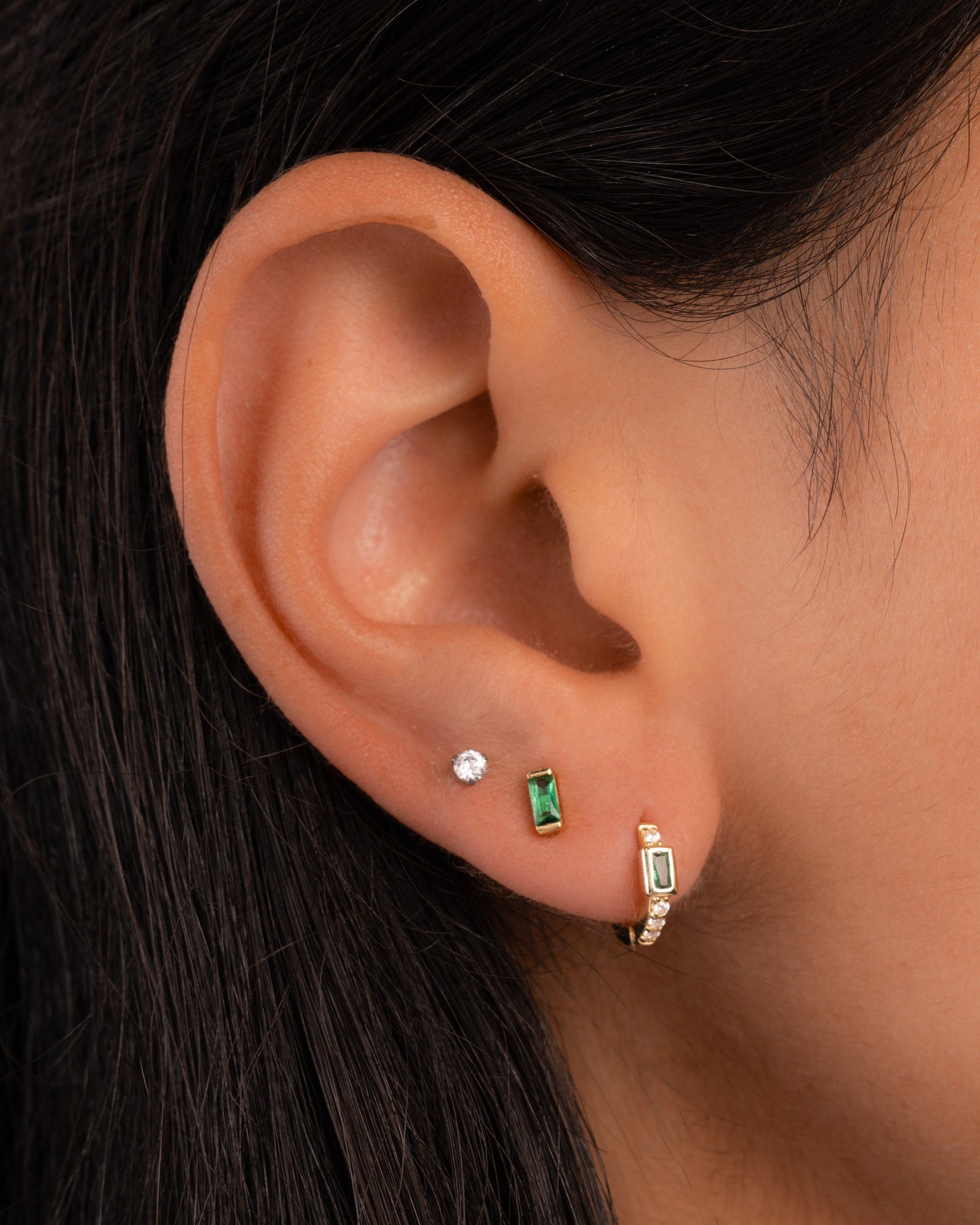 Emerald Baguette Stud Earrings