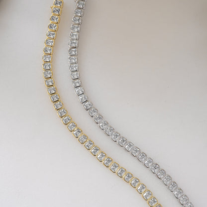 Emerald-Cut Bezel Tennis Bracelet