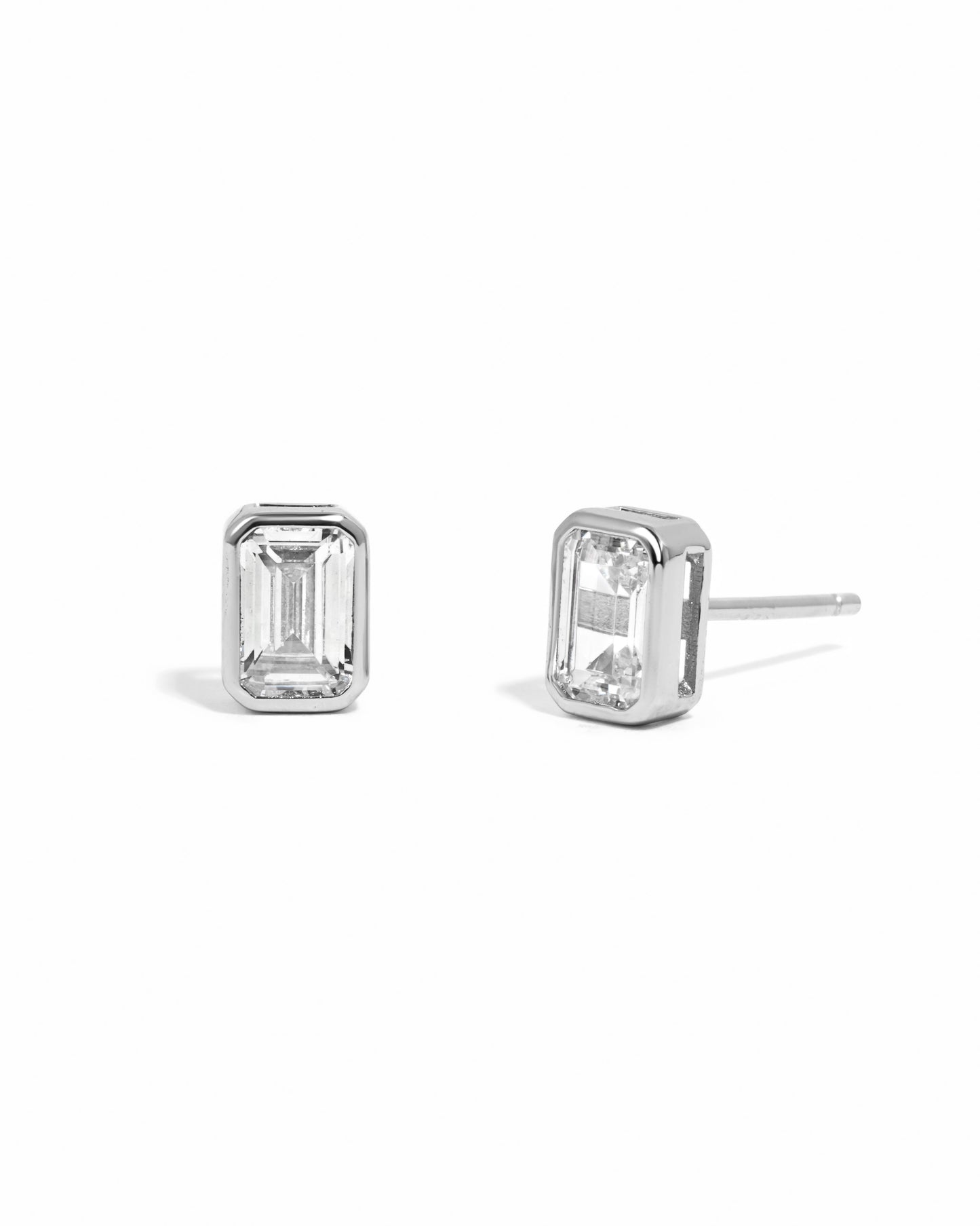 Emerald Cut Stud Earrings