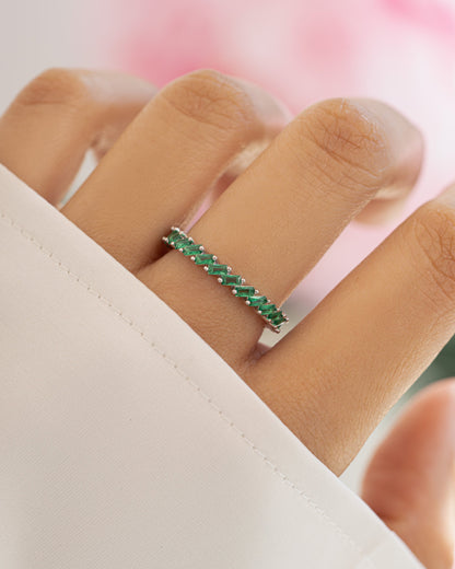 Slanted Emerald Baguette Ring