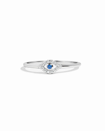 Tiny Blue Evil Eye Ring