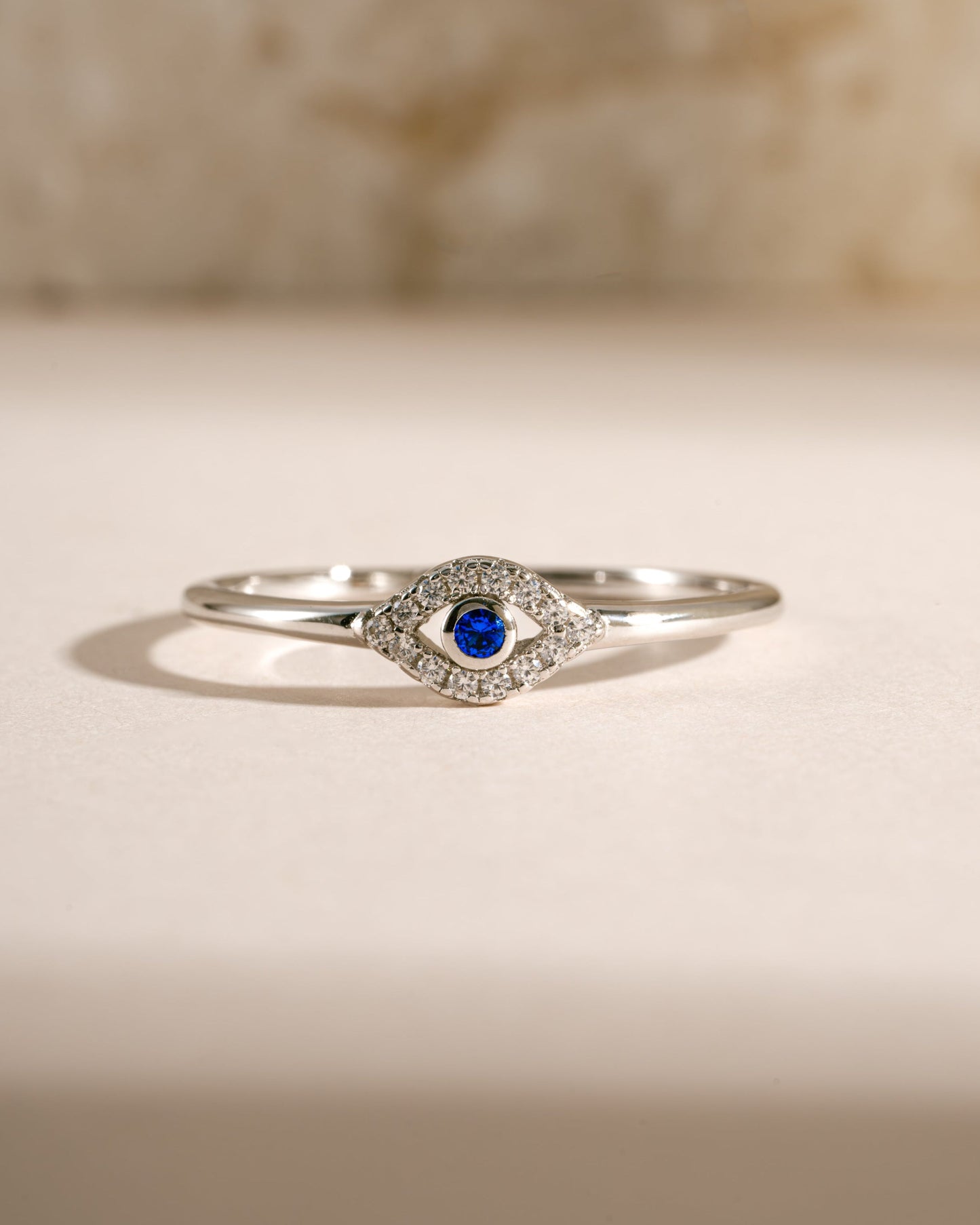 Tiny Blue Evil Eye Ring