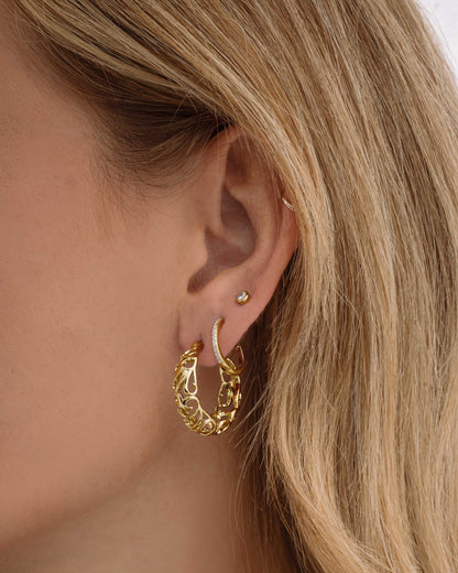 Filigree Tapered Hoops