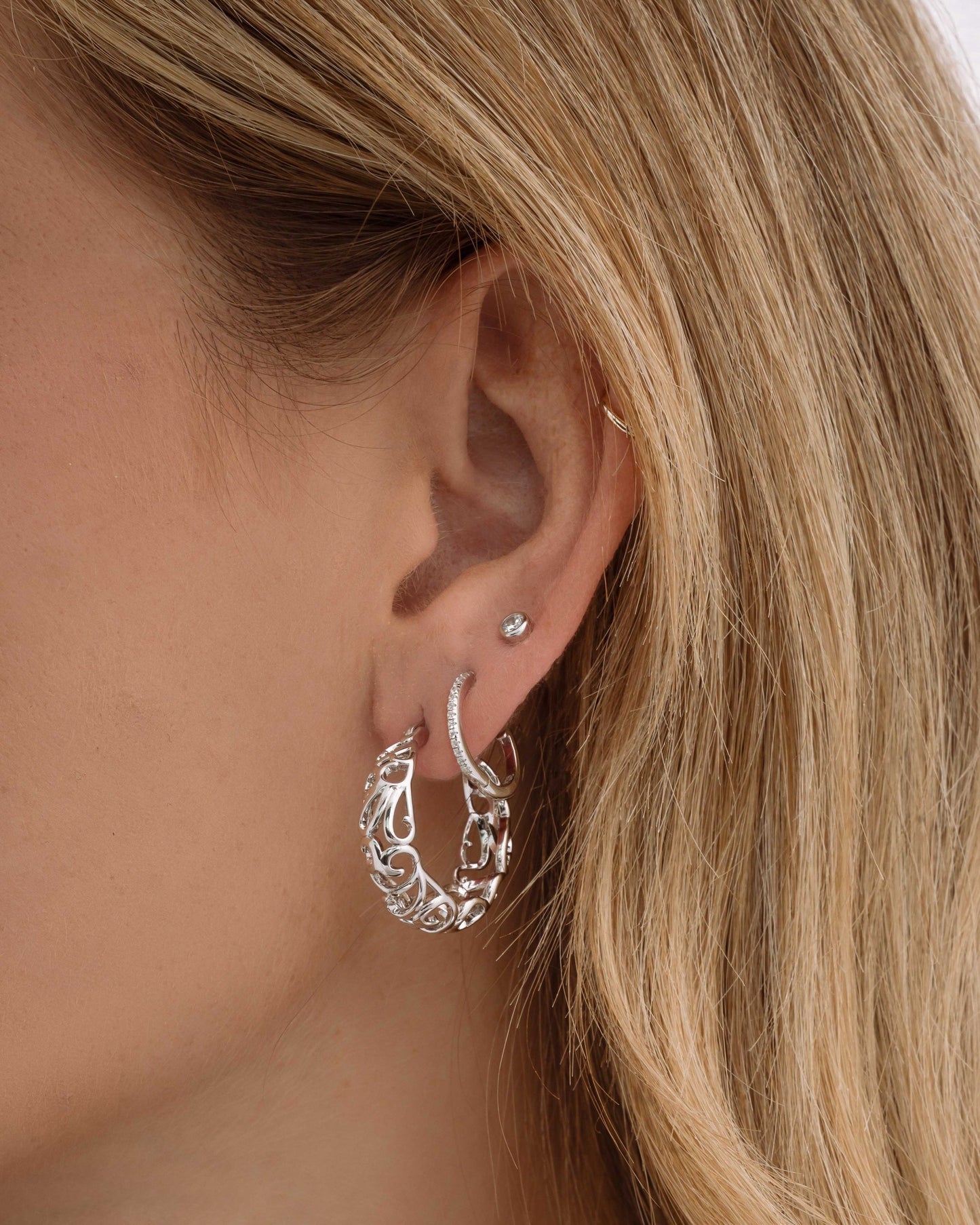 Filigree Tapered Hoops