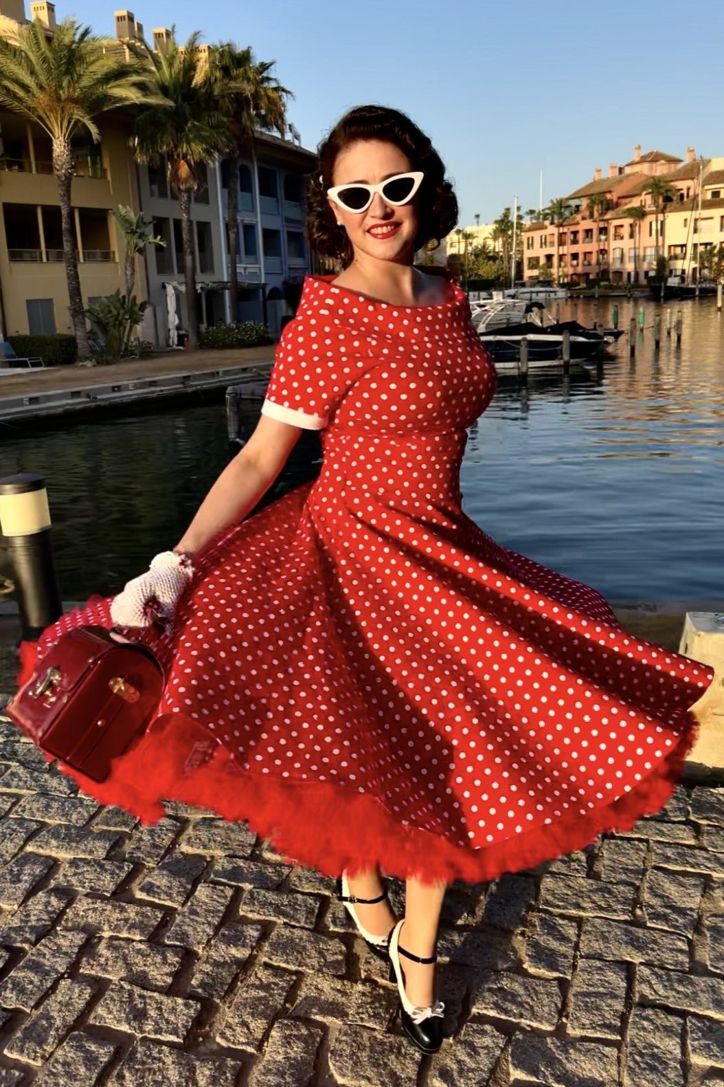 Darlene Full Circle Red Polka Dot Swing Dress