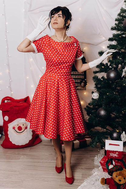 Darlene Full Circle Red Polka Dot Swing Dress