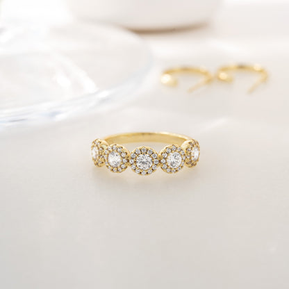 5 Stone Halo Ring