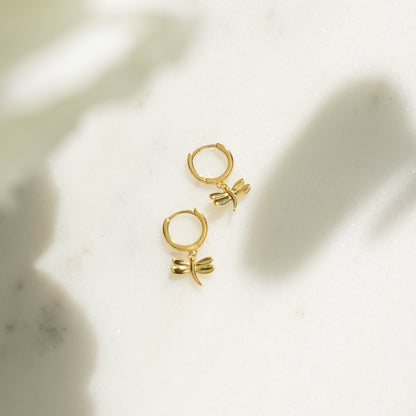 Dragonfly Huggie Hoops