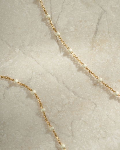 Cream Enamel Beaded Necklace
