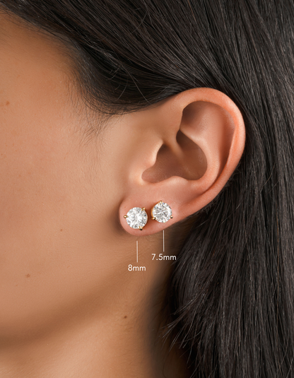 7.5mm Round Solitaire Stud Earrings