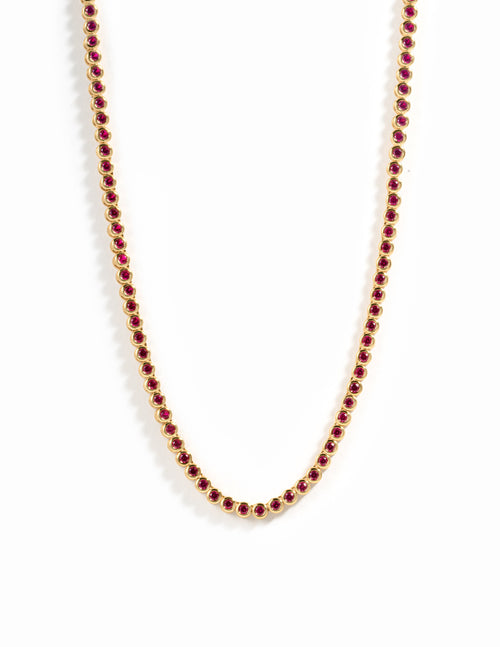 Ruby Bezel Tennis Necklace