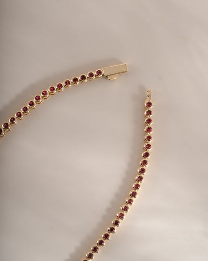 Ruby Bezel Tennis Necklace