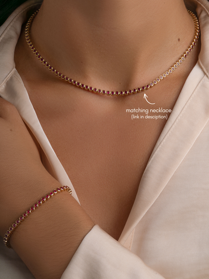 Ruby Bezel Tennis Bracelet