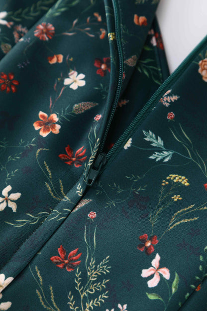 Lily Green Ditsy Floral Off Shoulder Flared Dress