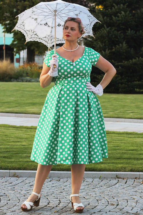 Lily Green Polka Dot Off Shoulder Dress