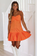 Cheer Loud Pleated Mini Dress  - Orange (FINAL SALE)