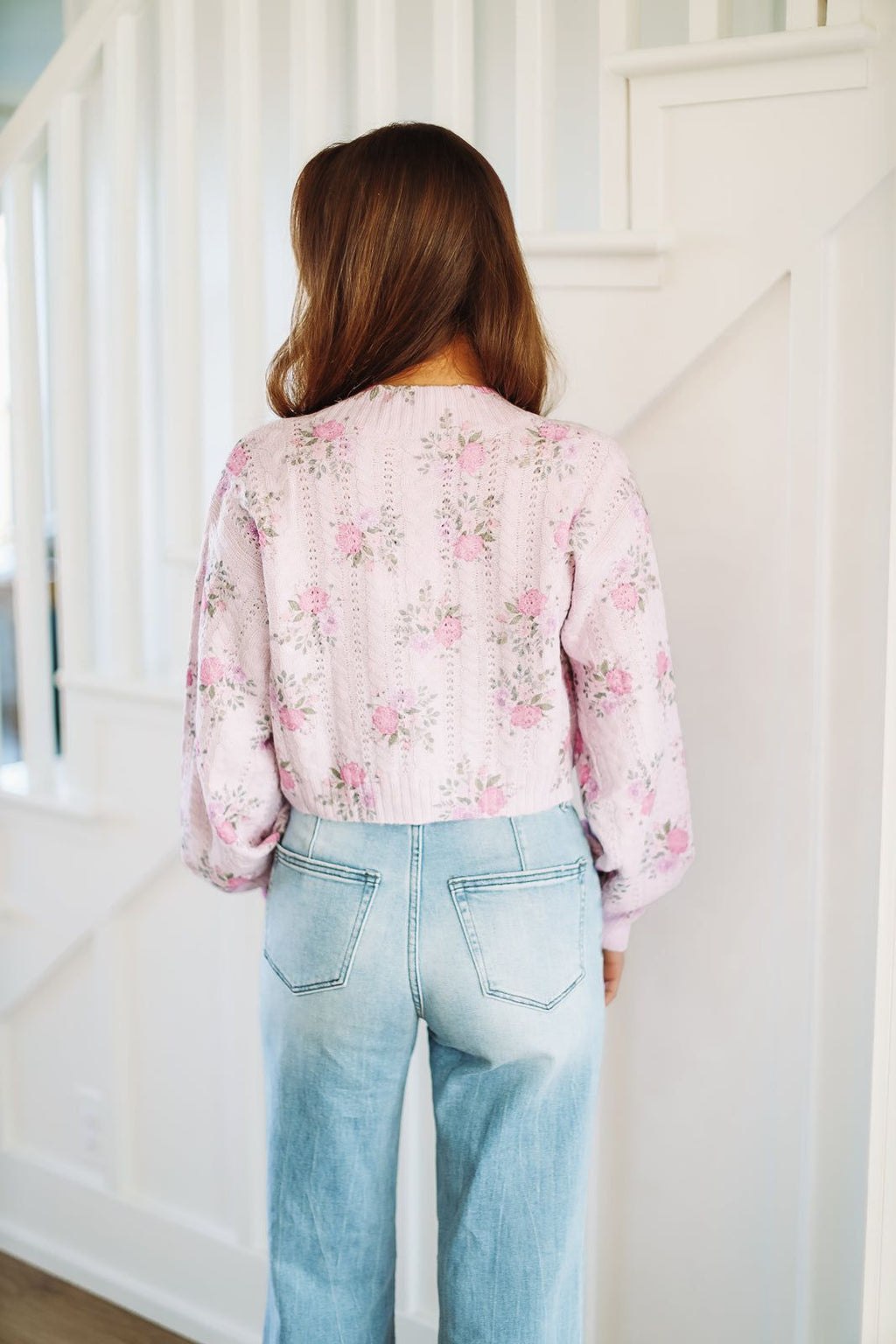 Lavender Blooms Cropped Cardigan - Lavender