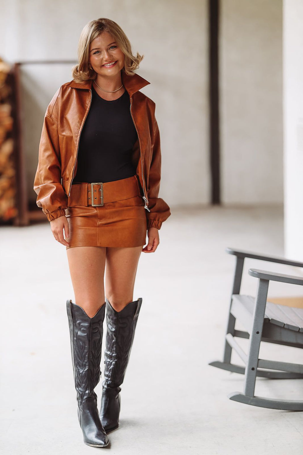 Let it Rock Mini Skirt - Camel Brown