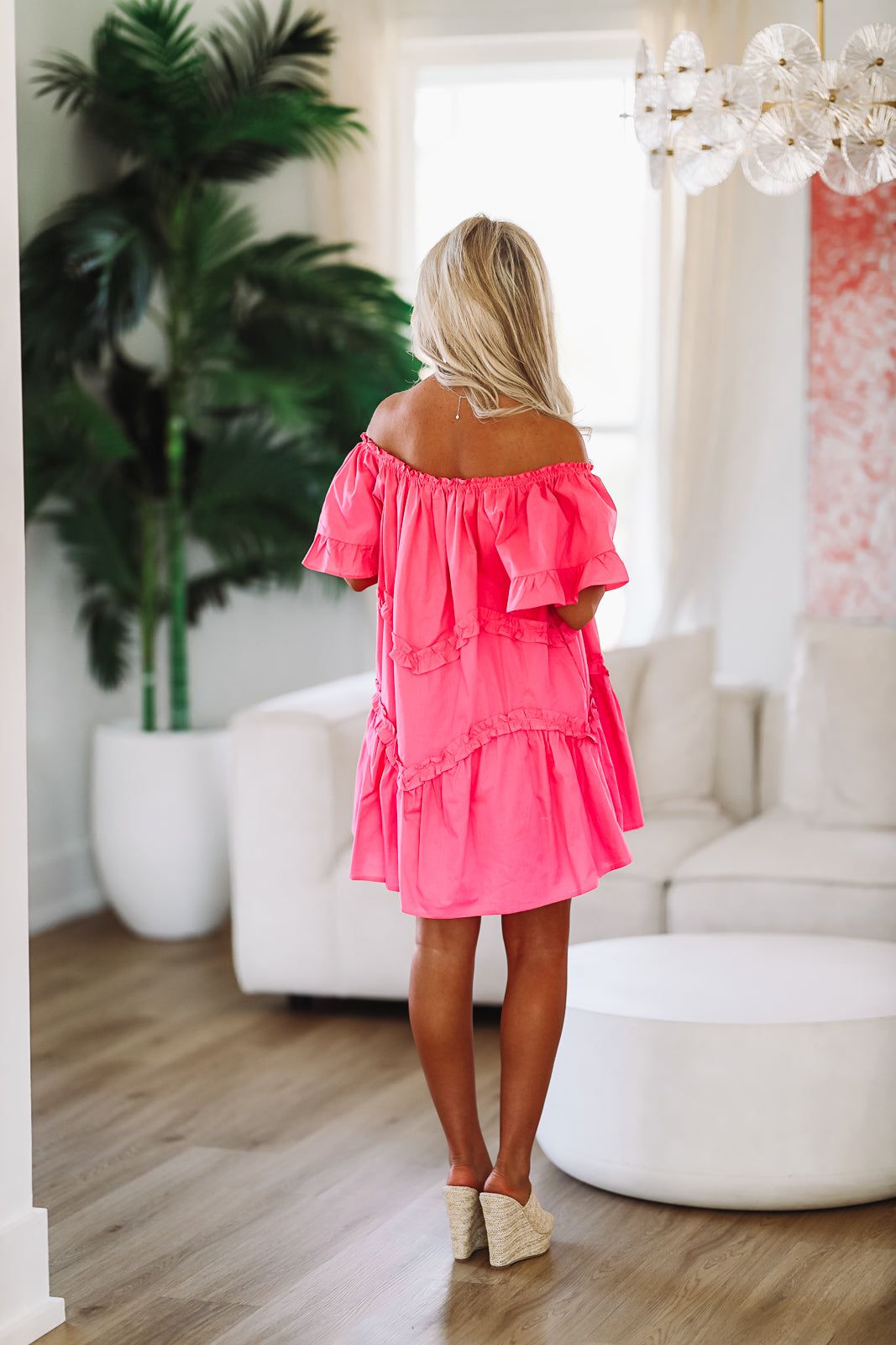 Park Picnic Babydoll Mini Dress - Fuchsia Pink