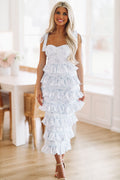 She's Stunning Floral Midi Dress  - Blue