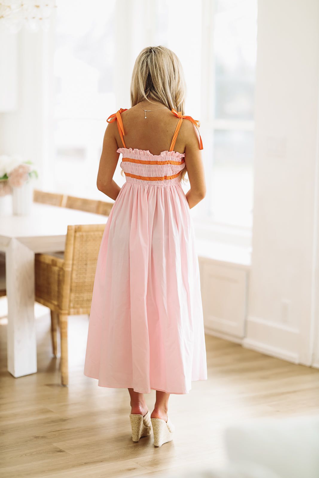 Your Crush Midi Dress - Pink and Orange
