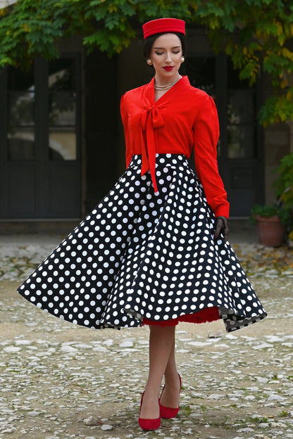 Maisie Black Polka Dot Full Circle Midi Skirt