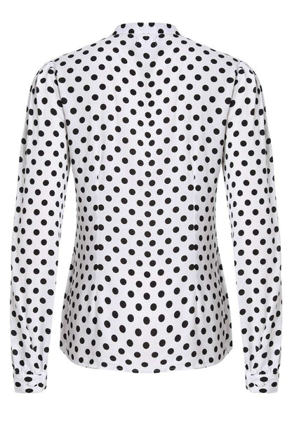 Margaret Polka Dot Long Sleeved Blouse In White