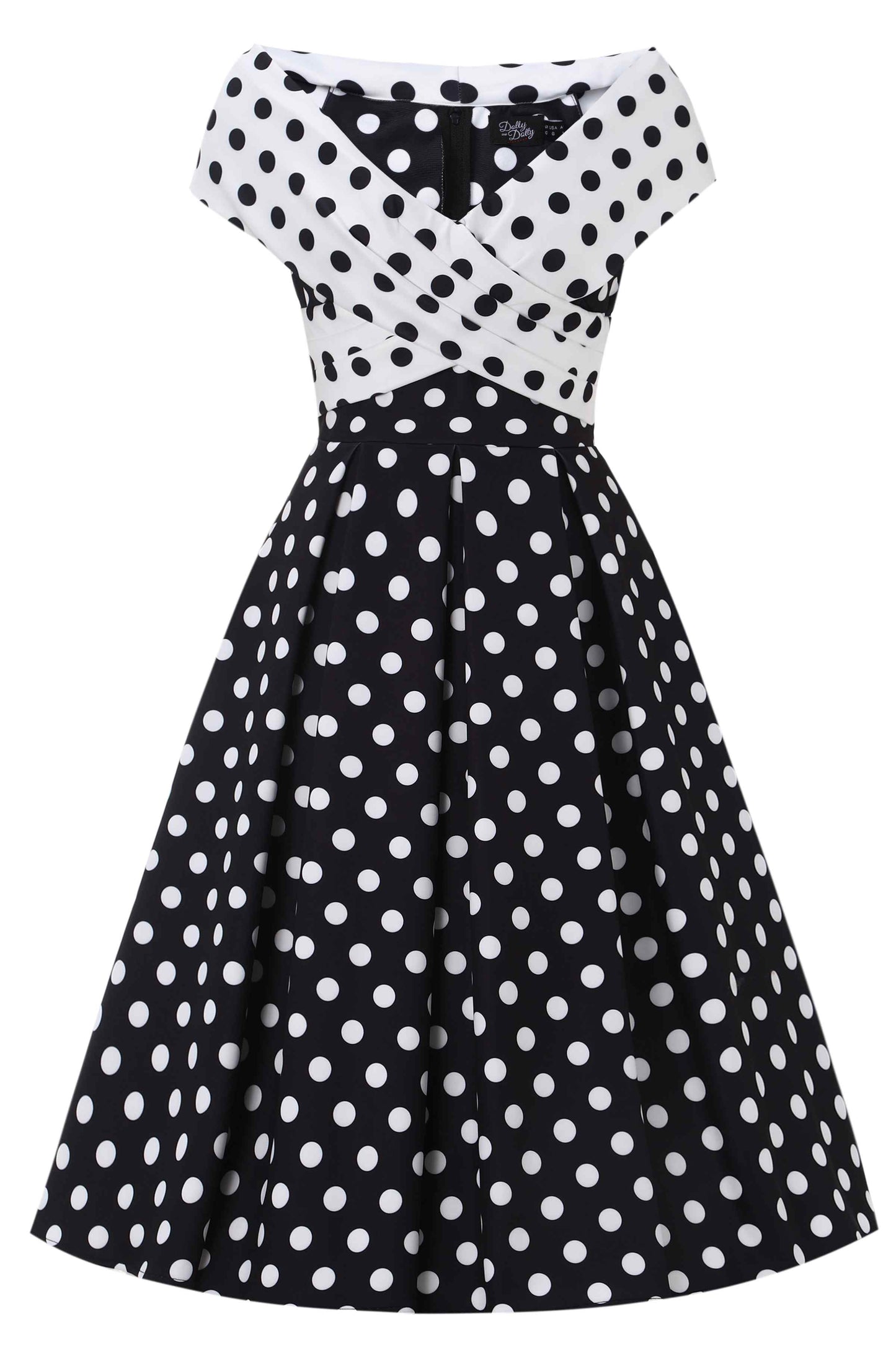 Beverly Monochrome Polka Dot Off Shoulder Dress