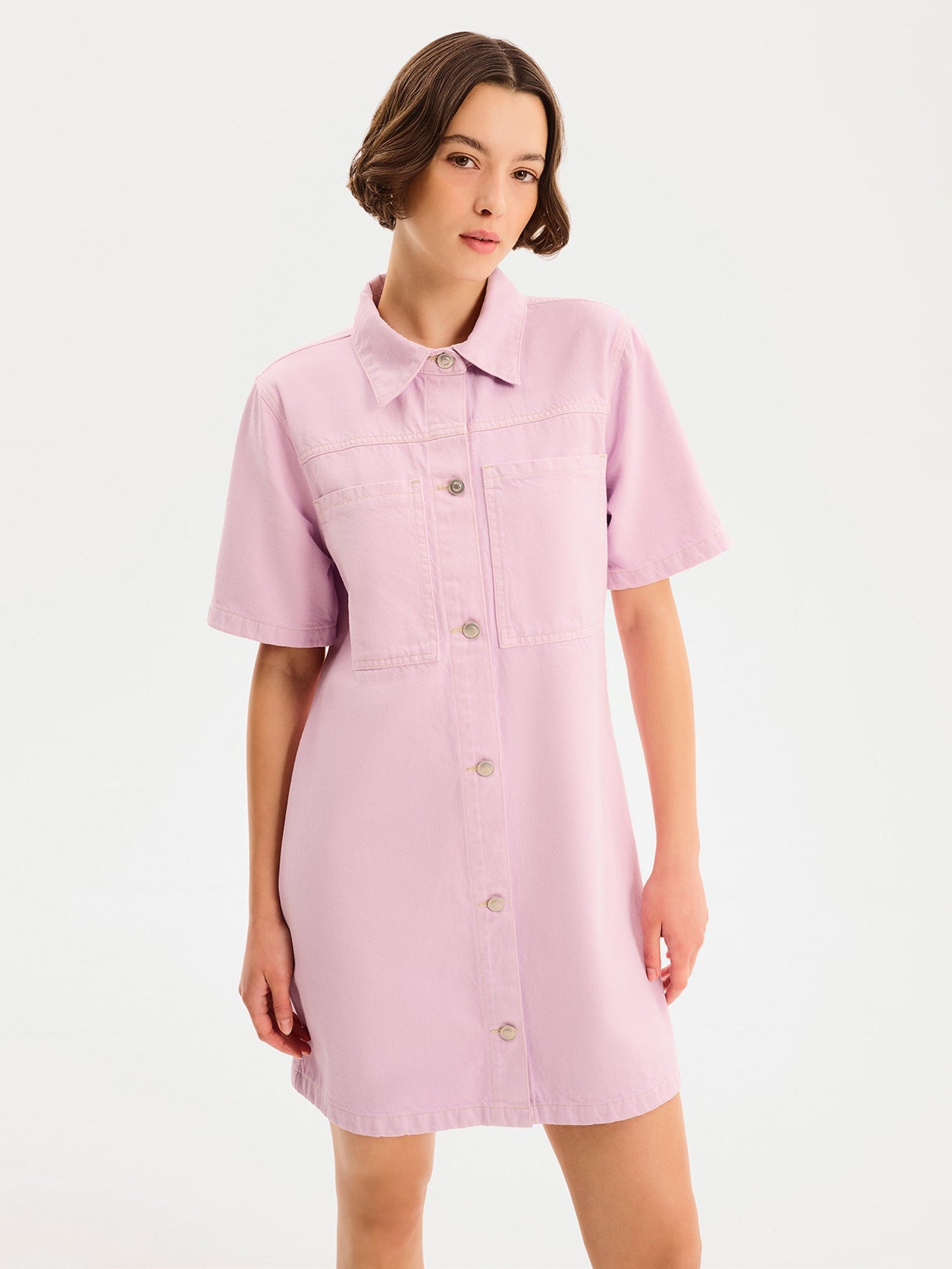 Olivia Denim Dress in Lilac