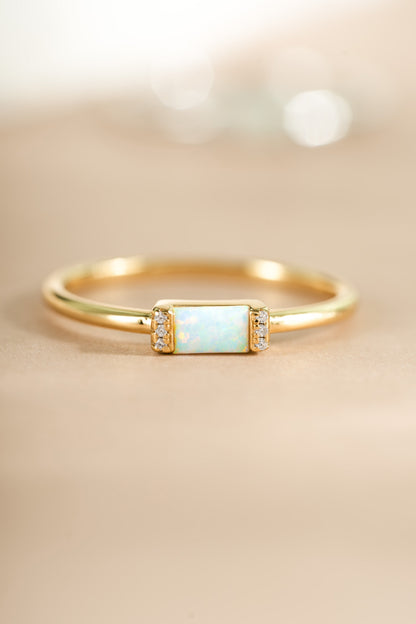 Opal Baguette Ring