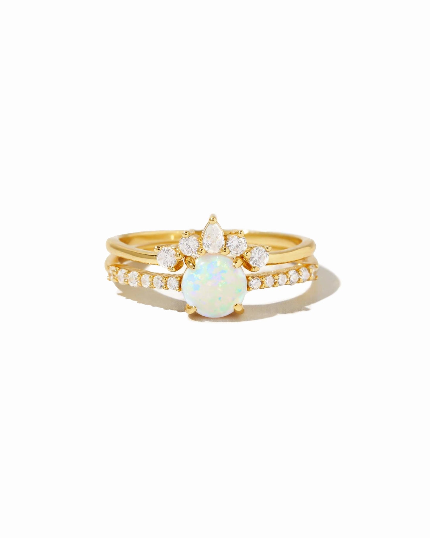 Opal Ring Set w Pave Ring