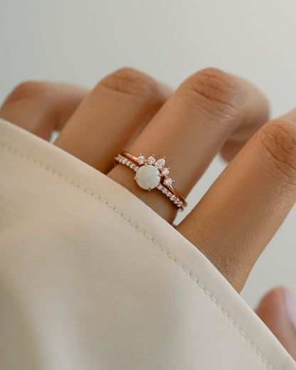 Opal Ring Set w Pave Ring