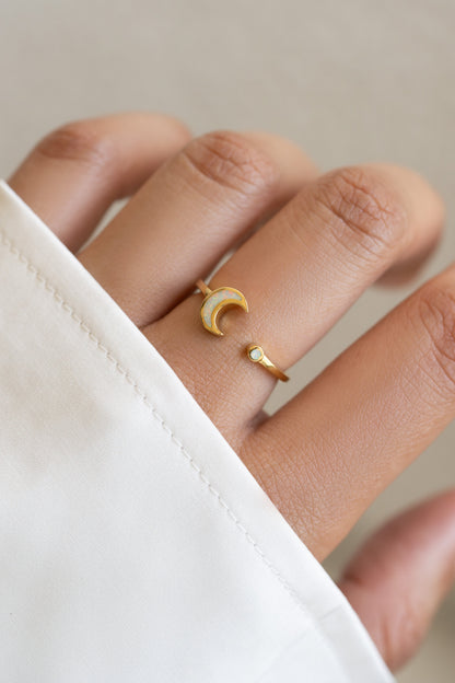 Opal Moon Ring